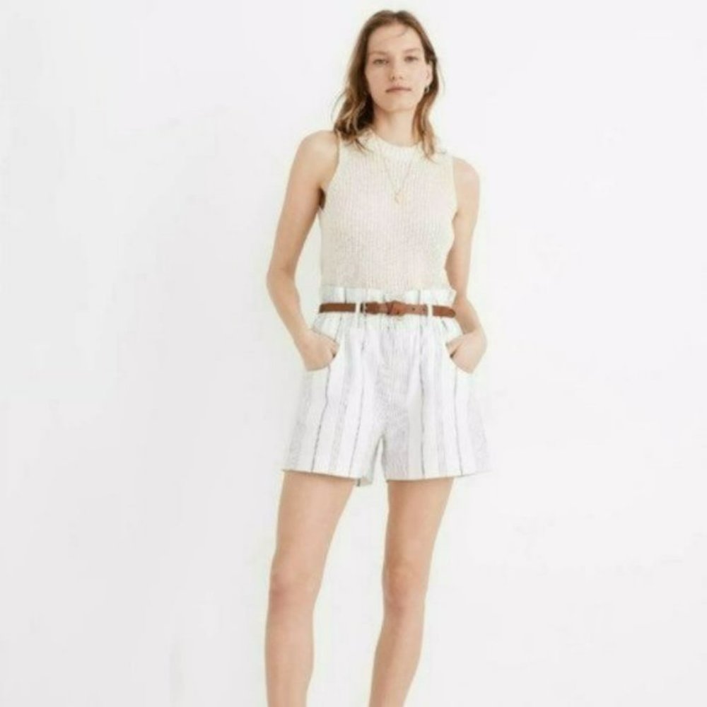 🆕Madewell Shorts - Linen-Cotton Pull-On Paperbag Shorts in Stripe